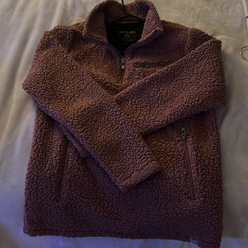 Pink Fluffy half zip up